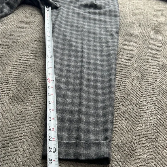 Peserico IT 42 Gray Plaid Virgin Wool Cropped Tailored Pants US 6 - Picture 13 of 14